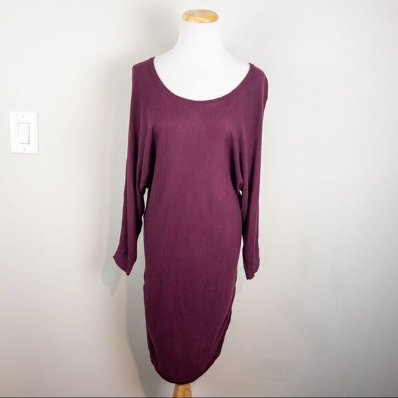 Torrid Womens Size 1X Knit Dress Burgundy  Lace Back Dolman Sweater Longsleeve - Picture 2 of 10